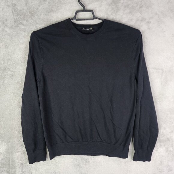 Mens Black Express Sweater Cotton & Cashmere Blend Long Sleeve Crew Neck Size XL - Picture 2 of 11